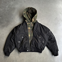 Veste Bomber Vintage en Nylon Imperméable Réversible à Imprimé Complet avec Fermeture Éclair, Veste de Pilote d'Hiver Camouflage Personnalisée pour Hommes