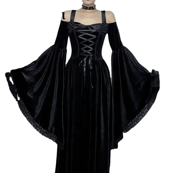 Shop Our Halloween Dark Goth Velvet Dress - Elegant & Anti-wrinkle