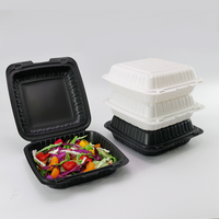 Boîte à lunch jetable carrée biodégradable de 9 pouces, 3 compartiments, compatible micro-ondes, logo personnalisé, emballage alimentaire à emporter, plastique MFPP