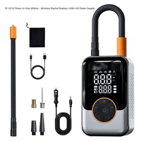 Pompe à air pour voiture sans fil, gonfleur électrique portable haute pression, matériau ABS, 12V, mesure de la pression des pneus à double écran