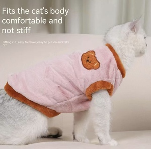 Yeni kedi kıyafetleri, kış için kalın ve sıcak kedi kıyafetleri, sevimli çizgi film işlemeli peluş evcil hayvan kıyafetleri - Product Image 4