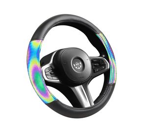 Funda <span class=keywords><strong>para</strong></span> <span class=keywords><strong>Volante</strong></span> Deportiva Antideslizante de Fibra de Carbono y Cuero PU con Apariencia Reflectante Láser que Cambia con la Luz Solar - Product Image 5