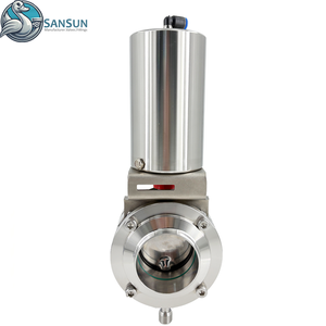 Vanne papillon pneumatique sanitaire <span class=keywords><strong>anti</strong></span>-contamination SS304 316L pour pipeline - Product Image 3