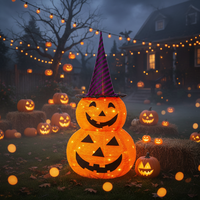 Lanterne citrouille LED pliable d'Halloween avec chapeau de sorcière pour décoration extérieure de jardin, cour et ambiance de fête