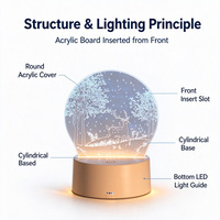 Lampe de nuit LED 3D personnalisée avec plaque acrylique insérable et impression de logo sur le côté de la base, idéale pour chambre à coucher, cadeau, vente en gros pour usines