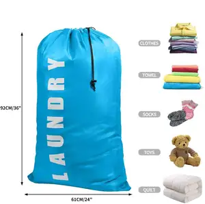 Bolsa de lavanderia em nylon com cordão, roupas sujas de viagem com estampa extra grande