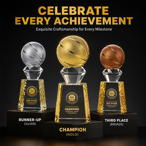 Trofeo <span class=keywords><strong>de</strong></span> Baloncesto <span class=keywords><strong>de</strong></span> Cristal Personalizado 2026 para Finales, Parte Superior Dorada con Textura 3D <span class=keywords><strong>de</strong></span> 20cm, Grabado Láser, Premio al Campeón MVP, Venta al Por Mayor - Product Image 2
