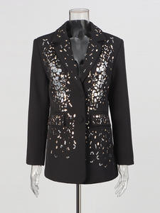 E Set completo autunno nuovo stile luminoso giacca da completo + pantaloni appesi a vita alta da <span class=keywords><strong>donna</strong></span> - Product Image 3