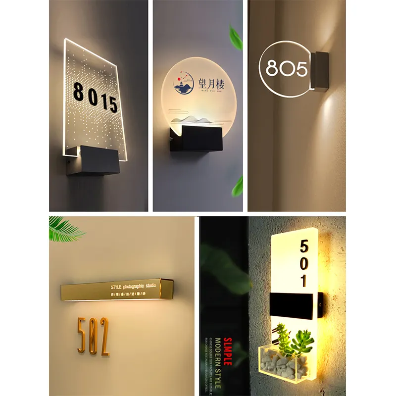 Placa de puerta LED personalizada para Hotel, LOGO para habitación, señal de número, placa electrónica