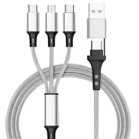 Câble de charge multifonction 5 en 1 en cuivre pur pour téléphone Micro USB Type C, câble de charge rapide 1,2 m, câble de données tressé 2,8 A, 2 en 3