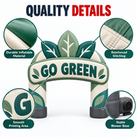 Arche gonflable verte personnalisée avec motif de feuilles pour festival écologique, événement de durabilité, promotion de marque en extérieur, vente en gros