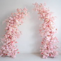 Guirlande Modulaire Circulaire de Fleurs de Cerisier Artificielles en Métal Rose pour Décoration de Cérémonie de Mariage, Style Romantique Printanier