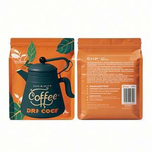 Bolsa con cremallera mate impresa personalizada 3 lados sellados en papel de aluminio negro Japón goteo café bolsita bolsa de plástico - Product Image 5