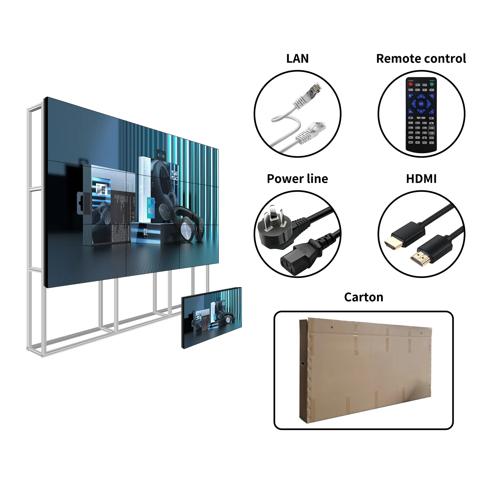 ЖК-дисплей Цифровая вывеска и видео настенный 3,5 мм узкий ободок 55 дюймов внутренняя реклама 4K 8K LG Сращивание экрана настенный монитор