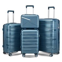 Ensemble de bagages en trois pièces en polycarbonate rigide, motif moderne, serrure TSA, roues pivotantes, logo personnalisé, valise pour les voyages d'affaires