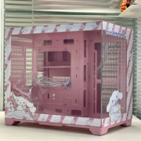 Pink MATX Mid Tower Customizable Metal Micro Desk Casing with Tempered Glass for Gaming PC Computer Cases & Towers