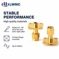 Connecteur mâle SMA LWMC à souder pour câble semi-flexible et semi-rigide de 0,141 pouce, montage sur bride à 4 trous, jusqu'à 18 GHz