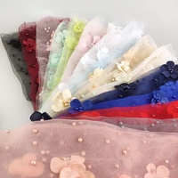Belle douce française 3d fleur perlée Tulle dentelle tissu pour enfants jupes LT21040