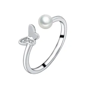 butterfly open wholesale sterling silver ring semi mounts pearl cages silver 925 ring mount with ring size