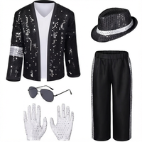 Costume de scène pour enfants avec paillettes, style disco des années 80 et 90, hip hop, avec chapeau assorti, unisexe