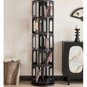 Estantería Giratoria de 360 Grados de Madera Maciza para Sala de Estar de Apartamento Moderno, Estantería <span class=keywords><strong>Circular</strong></span> de Pie para 5 Pisos - Product Image 4