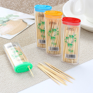 Bamboo Toothpick Holder With 30 Pieces Portable Lighter Style Disposable Toothpicks For Daily Use - Product Image 1