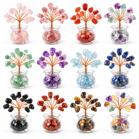 Arbre en copeaux de cristal naturel dans un pot en verre, améthyste, quartz rose, citrine, décoration d'intérieur, cadeau, vente en gros