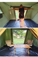 Tente de glamping familiale de luxe avec barre à ressort de haute qualité tente en toile
