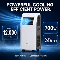 Climatiseur portable 24V DC 100% solaire avec stockage de batterie 7000-12000 BTU, refroidissement/chauffage pour camping-car, hôtel, cabane