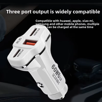 Chargeur de voiture en gros PD30W+QC30W(60W) à charge rapide pour adaptateurs de téléphone portable, chargeur allume-cigare USB QC5.0 18W