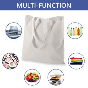 Sac de courses en toile de coton blanc pur, grande capacité, réutilisable, écologique, avec logo personnalisé imprimé en gros - Product Image 4
