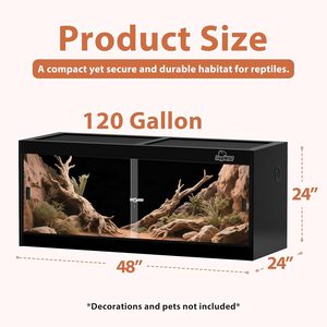 Terrarium/Terrarium moderne en PVC 4x2x2 (120 Gallons) RepWild avec toit en maille robuste et portes coulissantes en verre verrouillables pour reptiles barbus - Product Image 3
