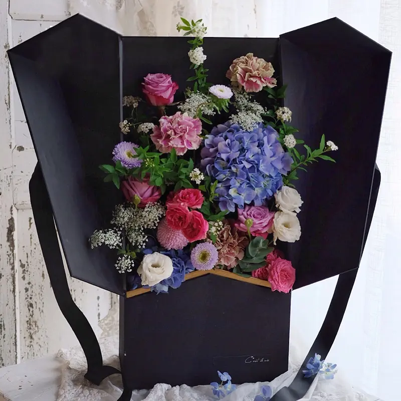 New fasion design luxury satin rose flower gift boxes 26cm*14cm*40.5cm surprise boxes long stemmed roses box