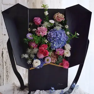 新款时尚设计奢华缎面玫瑰花礼品盒26厘米 * 14厘米 * 40.5厘米惊喜盒长茎玫瑰盒