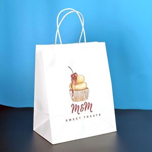Wholesale Custom Paper Bag Cardboard Paper <b>Box</b> Gift Shopping Bags Packaging Fast Food Takeaway Kraft Paper Bags with Handle - Product Image 1