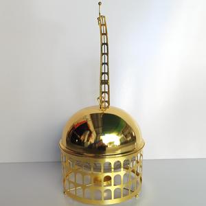 Recipiente para calentar comida de acero inoxidable dorado de 8L, circular, para buffet, para uso comercial en hoteles y restaurantes. - Product Image 2