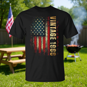 Camiseta vintage con bandera estadounidense de 1988, regalo de 37 cumpleaños para hombres - Product Image 3