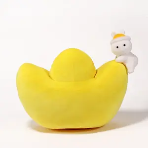 OEM ODM Design your own brand soft toys Super Soft Custom Stuffed Plush golden ingot Toys with Rabbit for Kids