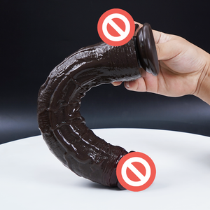 Dildo de Silicona Líquida Marrón con Ventosa Manual, Simulación de Pene, Dispositivo de Masturbación Femenina Suave, 31cm 800g, Impermeable y Ecológico - Product Image 4