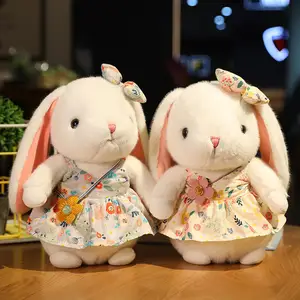 Juguete suave de fábrica de buena calidad falda de flores encantadoras juguetes de conejo de peluche regalos para niñas