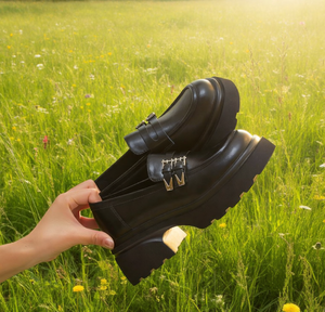 Mocasines de Tacón Alto y Plataforma Gruesa de Cuero Genuino para Mujer, Zapatos para Caminar y Hacer Ejercicio para Toda Temporada - Product Image 4