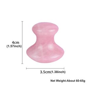 Mantar Şeklinde Gül Kuvars Akupresür Masaj Aleti - Çift Dışbükey Yüz ve Vücut Noktası Stimülasyon Taşı (4cm X 3.5cm, 60-65g) - Product Image 3