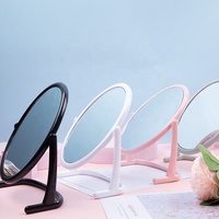 Miroir de maquillage de bureau ovale simple double face pour dortoirs féminins, emballage en boîte, miroir cosmétique double face pour soins de beauté