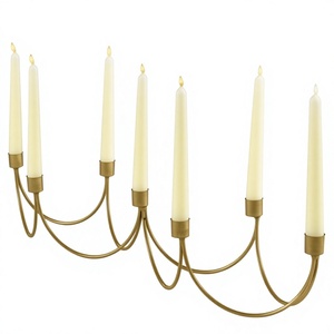 Candélabre en métal doré moderne en forme de U, porte-bougies à 7 branches en fil courbé, pour chemin de table, décoration de mariage et de maison - Product Image 1