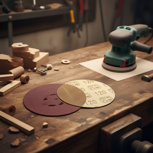 Discos de lija de malla con velcro Fervi, grano 120, para acabado de madera y metal - Product Image 3