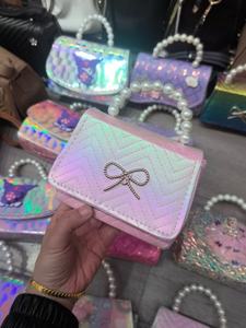 Borsa da principessa da ragazza con fiocco carino con perla cartone animato borsa a catena borsa diagonale all'ingrosso - Product Image 5