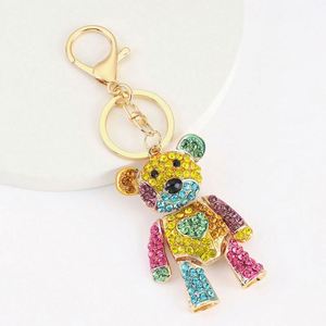Llavero de aleación de zinc con oso de peluche de cristal de dibujos animados, ligero, para mujer, adorno para bolso, venta al por mayor - Product Image 3