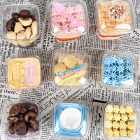Contenants jetables carrés en PET transparent pour mini-gâteaux, glaces, biscuits et desserts – Vente en gros usine