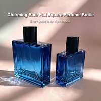 Nouveau en stock – Flacon de parfum en verre de 100 ml avec buse à vis, forme carrée plate, impression sérigraphiée, flacon de voyage vide pour soins de la peau