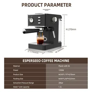 20bar Cafe Machine Espresso Coffee 2 In 1 Machine Coffee Machine Maker With Milk Dispenser